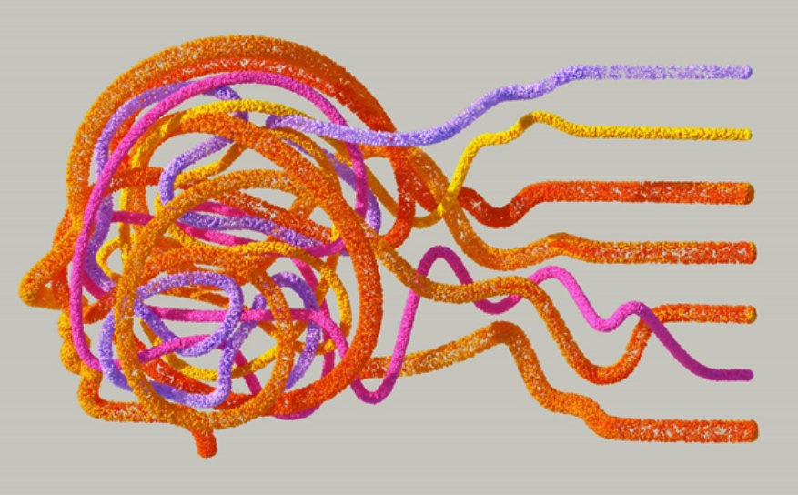 PNG Image of a person's head moving forward with cords streaming behind