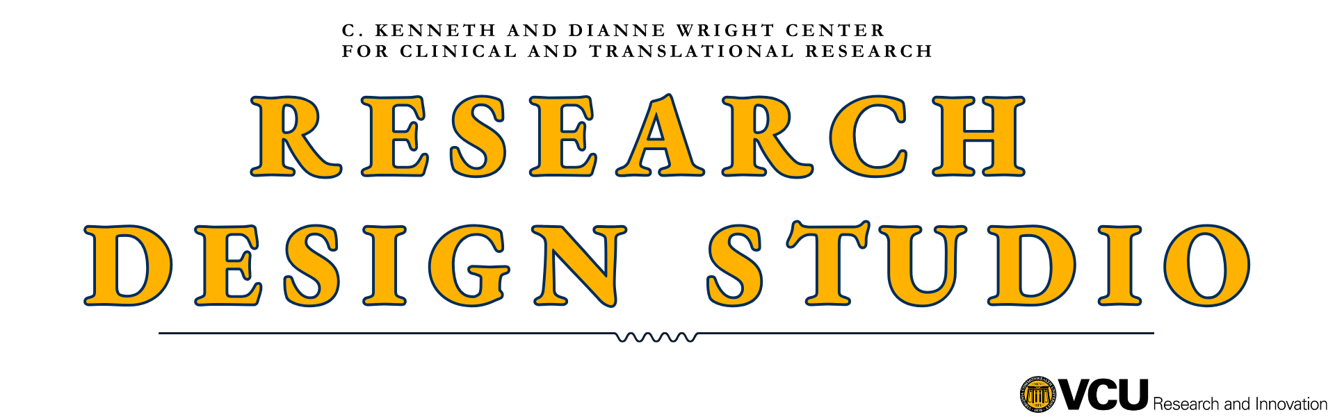 PNG file with  Yellow Block letters for Research Design Studio with CCTR name above it