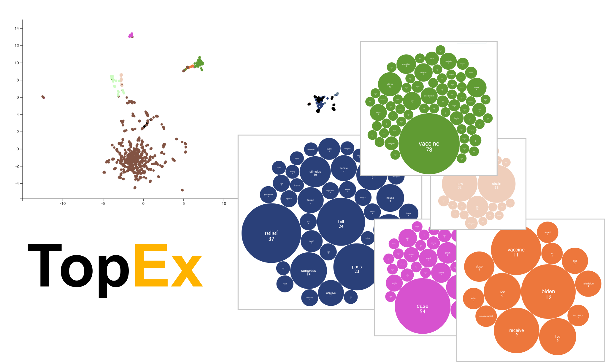 TopEx with images of cluster diagrams