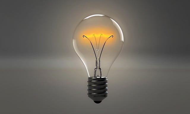 JPG image showing a clear light bulb with filament lighted